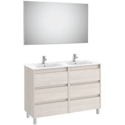 Roca Conjunto de baño doble con mueble con 6 cajones y espejo con luz LED Tenet . Fresno Roca Conjunto de baño doble con mueble con 6 cajones y espejo con luz LED Tenet . Fresno