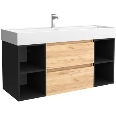 Salgar Mueble de baño Bequia 120 cm - Blanco, Negro y Roble Salgar Mueble de baño Bequia 120 cm - Blanco, Negro y Roble