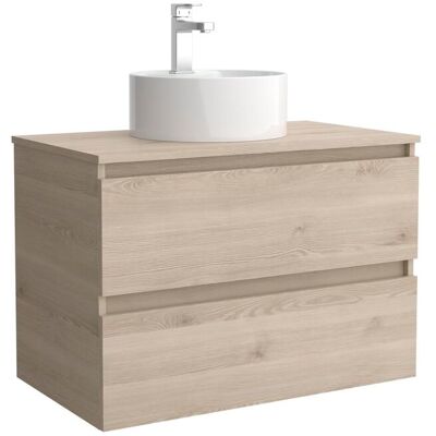 Salgar Mueble de baño con 2 cajones y lavabo sobre encimera de 1 poza Bequia . (80 cm) Natural Salgar Mueble de baño con 2 cajones y lavabo sobre encimera de 1 poza Bequia . (80 cm) Natural