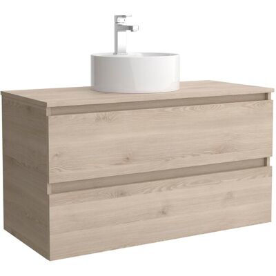 Salgar Mueble de baño con 2 cajones y lavabo sobre encimera de 1 poza Bequia . (100 cm) Natural Salgar Mueble de baño con 2 cajones y lavabo sobre encimera de 1 poza Bequia . (100 cm) Natural
