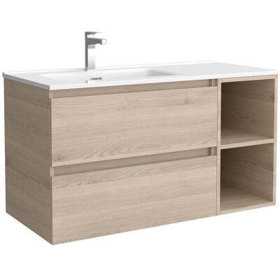 Salgar Mueble de baño con 2 cajones con 2 huecos y lavabo de 1 poza grifo izquierda Bequia Plus . (90 cm) Natural Salgar Mueble de baño con 2 cajones con 2 huecos y lavabo de 1 poza grifo izquierda Bequia Plus . (90 cm) Natural