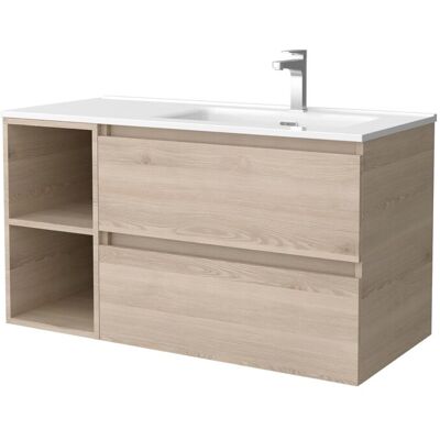 Salgar Mueble de baño con 2 cajones con 2 huecos y lavabo de 1 poza grifo derecha Bequia Plus . (100 cm) Natural Salgar Mueble de baño con 2 cajones con 2 huecos y lavabo de 1 poza grifo derecha Bequia Plus . (100 cm) Natural