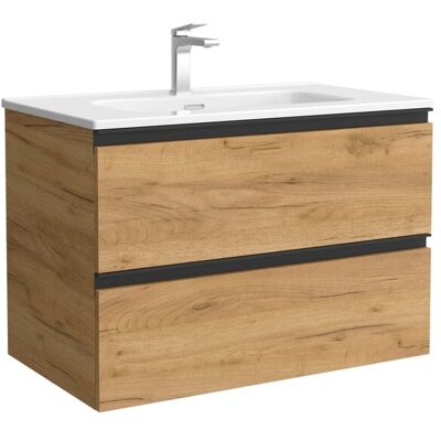 Salgar Mueble de baño metal con 2 cajones y lavabo de 1 poza Bequia . (80 cm) Roble Salgar Mueble de baño metal con 2 cajones y lavabo de 1 poza Bequia . (80 cm) Roble