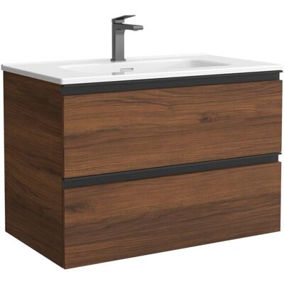 Salgar Mueble de baño metal con 2 cajones y lavabo de 1 poza Bequia . (80 cm) Nogal Salgar Mueble de baño metal con 2 cajones y lavabo de 1 poza Bequia . (80 cm) Nogal
