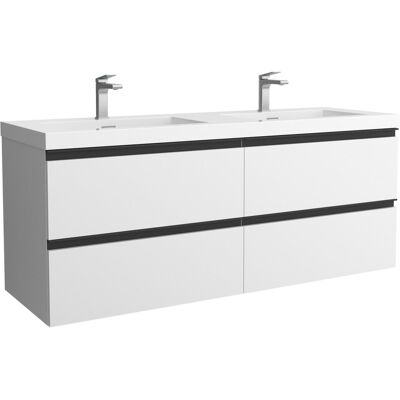 Salgar Mueble de baño metal con 4 cajones y lavabo Toscana de 2 pozas Bequia . (140 cm) Blanco mate Salgar Mueble de baño metal con 4 cajones y lavabo Toscana de 2 pozas Bequia . (140 cm) Blanco mate