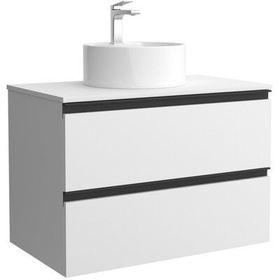 Salgar Mueble de baño metal con 2 cajones y lavabo sobre encimera de 1 poza Bequia . (80 cm) Blanco mate Salgar Mueble de baño metal con 2 cajones y lavabo sobre encimera de 1 poza Bequia . (80 cm) Blanco mate