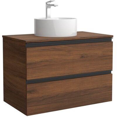Salgar Mueble de baño metal con 2 cajones y lavabo sobre encimera de 1 poza Bequia . (80 cm) Nogal Salgar Mueble de baño metal con 2 cajones y lavabo sobre encimera de 1 poza Bequia . (80 cm) Nogal