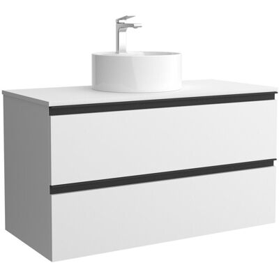 Salgar Mueble de baño metal con 2 cajones y lavabo sobre encimera de 1 poza Bequia . (100 cm) Blanco mate Salgar Mueble de baño metal con 2 cajones y lavabo sobre encimera de 1 poza Bequia . (100 cm) Blanco mate