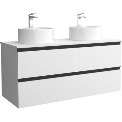 Salgar Mueble de baño metal con 4 cajones y lavabo sobre encimera de 2 pozas Bequia . (120 cm) Blanco mate Salgar Mueble de baño metal con 4 cajones y lavabo sobre encimera de 2 pozas Bequia . (120 cm) Blanco mate