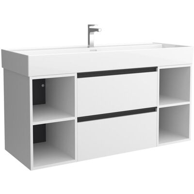 Salgar Mueble de baño con 2 cajones con 2 huecos y lavabo Veneto de 1 poza Bequia Plus Metal . (120 cm) Blanco mate Salgar Mueble de baño con 2 cajones con 2 huecos y lavabo Veneto de 1 poza Bequia Plus Metal . (120 cm) Blanco mate