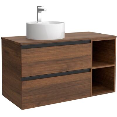 Salgar Mueble de baño con 2 cajones con 2 huecos y lavabo sobre encimera de 1 poza lado reversible Bequia Plus Metal . (100 cm) Nogal Salgar Mueble de baño con 2 cajones con 2 huecos y lavabo sobre encimera de 1 poza lado reversible Bequia Plus Metal . (100 cm) Nogal
