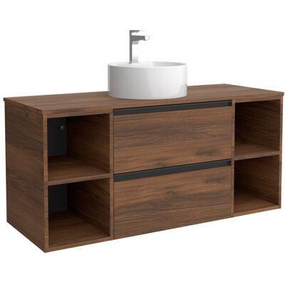 Salgar Mueble de baño con 2 cajones con 2 huecos y lavabo sobre encimera de 1 poza Bequia Plus Metal . (120 cm) Nogal Salgar Mueble de baño con 2 cajones con 2 huecos y lavabo sobre encimera de 1 poza Bequia Plus Metal . (120 cm) Nogal
