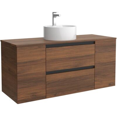 Salgar Mueble de baño con 2 cajones con 1 puerta y lavabo sobre encimera de 1 poza Bequia Plus Metal . (120 cm) Nogal Salgar Mueble de baño con 2 cajones con 1 puerta y lavabo sobre encimera de 1 poza Bequia Plus Metal . (120 cm) Nogal