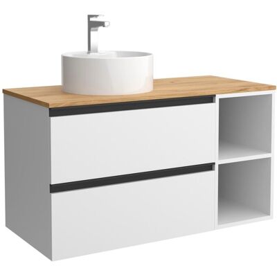 Salgar Mueble de baño con 2 cajones con 2 huecos y lavabo sobre encimera de 1 poza lado reversible Bequia Plus Metal . (100 cm) Blanco mate Salgar Mueble de baño con 2 cajones con 2 huecos y lavabo sobre encimera de 1 poza lado reversible Bequia Plus Metal . (100 cm) Blanco mate