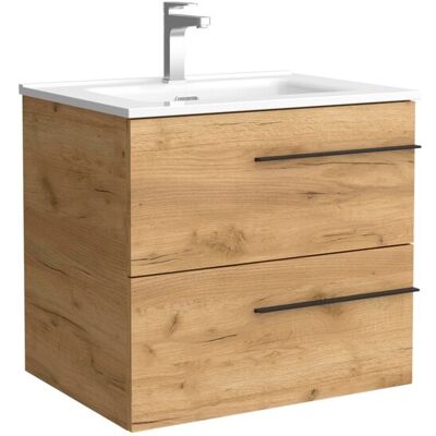 Salgar Mueble de baño con 2 cajones y lavabo de 1 poza Yara . (60 cm) Roble Salgar Mueble de baño con 2 cajones y lavabo de 1 poza Yara . (60 cm) Roble