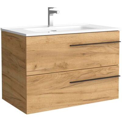 Salgar Mueble de baño con 2 cajones y lavabo de 1 poza Yara . (80 cm) Roble Salgar Mueble de baño con 2 cajones y lavabo de 1 poza Yara . (80 cm) Roble