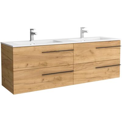 Salgar Mueble de baño con 4 cajones y lavabo Vilna de 2 pozas Yara . (160 cm) Roble Salgar Mueble de baño con 4 cajones y lavabo Vilna de 2 pozas Yara . (160 cm) Roble