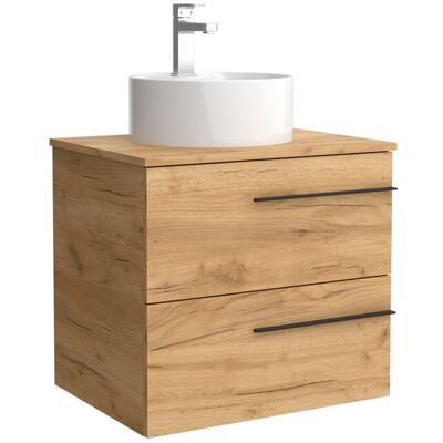 Salgar Mueble de baño con 2 cajones y lavabo sobre encimera de 1 poza Yara . (60 cm) Roble Salgar Mueble de baño con 2 cajones y lavabo sobre encimera de 1 poza Yara . (60 cm) Roble