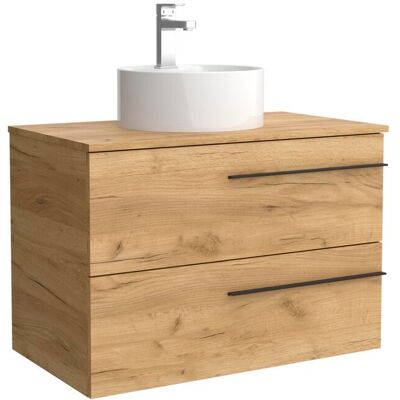 Salgar Mueble de baño con 2 cajones y lavabo sobre encimera de 1 poza Yara . (80 cm) Roble Salgar Mueble de baño con 2 cajones y lavabo sobre encimera de 1 poza Yara . (80 cm) Roble