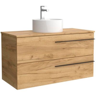 Salgar Mueble de baño con 2 cajones y lavabo sobre encimera de 1 poza Yara . (100 cm) Roble Salgar Mueble de baño con 2 cajones y lavabo sobre encimera de 1 poza Yara . (100 cm) Roble