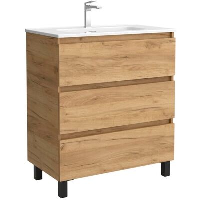 Salgar Mueble de baño 3C con 3 cajones y lavabo de 1 poza Bequia . (80 cm) Roble Salgar Mueble de baño 3C con 3 cajones y lavabo de 1 poza Bequia . (80 cm) Roble