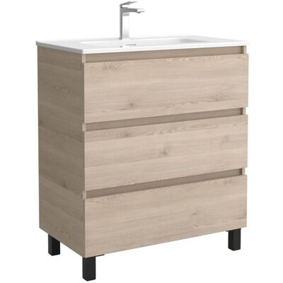 Salgar Mueble de baño 3C con 3 cajones y lavabo de 1 poza Bequia . (80 cm) Natural Salgar Mueble de baño 3C con 3 cajones y lavabo de 1 poza Bequia . (80 cm) Natural