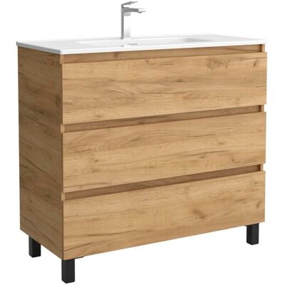 Salgar Mueble de baño 3C con 3 cajones y lavabo de 1 poza Bequia . (100 cm) Roble Salgar Mueble de baño 3C con 3 cajones y lavabo de 1 poza Bequia . (100 cm) Roble