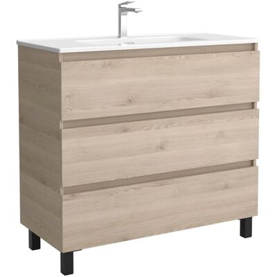 Salgar Mueble de baño 3C con 3 cajones y lavabo de 1 poza Bequia . (100 cm) Natural Salgar Mueble de baño 3C con 3 cajones y lavabo de 1 poza Bequia . (100 cm) Natural