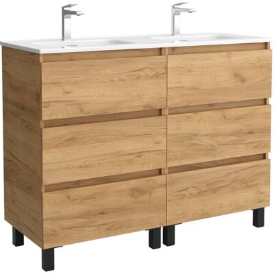 Salgar Mueble de baño 3C con 6 cajones y lavabo de 2 pozas Bequia Salga. (120 cm) Roble Salgar Mueble de baño 3C con 6 cajones y lavabo de 2 pozas Bequia Salga. (120 cm) Roble
