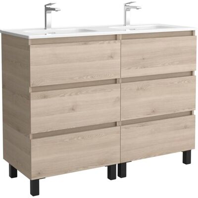 Salgar Mueble de baño 3C con 6 cajones y lavabo de 2 pozas Bequia Salga. (120 cm) Natural Salgar Mueble de baño 3C con 6 cajones y lavabo de 2 pozas Bequia Salga. (120 cm) Natural
