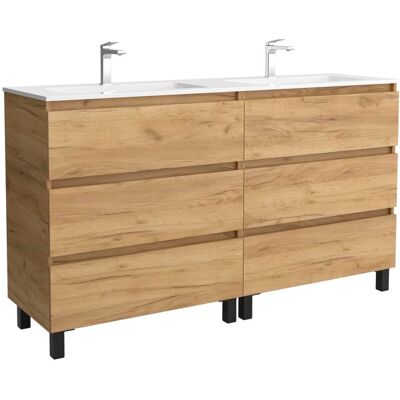 Salgar Mueble de baño 3C con 6 cajones y lavabo Vilna de 2 pozas Bequia . (160 cm) Roble Salgar Mueble de baño 3C con 6 cajones y lavabo Vilna de 2 pozas Bequia . (160 cm) Roble
