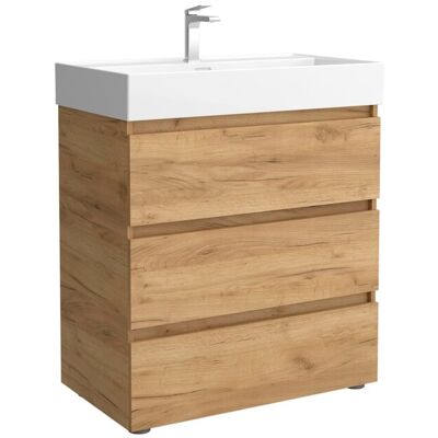 Salgar Mueble de baño 3C con 3 cajones y lavabo Veneto de 1 poza Bequia . (80 cm) Roble Salgar Mueble de baño 3C con 3 cajones y lavabo Veneto de 1 poza Bequia . (80 cm) Roble