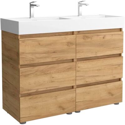 Salgar Mueble de baño 3C con 6 cajones y lavabo Veneto de 2 pozas Bequia . (120 cm) Roble Salgar Mueble de baño 3C con 6 cajones y lavabo Veneto de 2 pozas Bequia . (120 cm) Roble