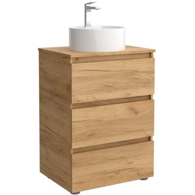 Salgar Mueble de baño 3C con 3 cajones y lavabo sobre encimera de 1 poza Bequia . (60 cm) Roble Salgar Mueble de baño 3C con 3 cajones y lavabo sobre encimera de 1 poza Bequia . (60 cm) Roble