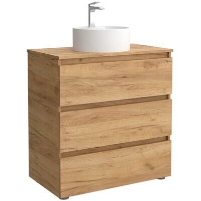 Salgar Mueble de baño 3C con 3 cajones y lavabo sobre encimera de 1 poza Bequia . (80 cm) Roble Salgar Mueble de baño 3C con 3 cajones y lavabo sobre encimera de 1 poza Bequia . (80 cm) Roble