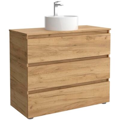 Salgar Mueble de baño 3C con 3 cajones y lavabo sobre encimera de 1 poza Bequia . (100 cm) Roble Salgar Mueble de baño 3C con 3 cajones y lavabo sobre encimera de 1 poza Bequia . (100 cm) Roble