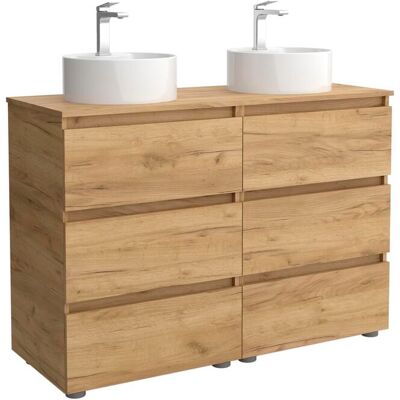 Salgar Mueble de baño 3C con 6 cajones y lavabo sobre encimera de 2 pozas Bequia . (120 cm) Roble Salgar Mueble de baño 3C con 6 cajones y lavabo sobre encimera de 2 pozas Bequia . (120 cm) Roble