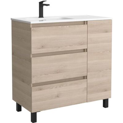 Salgar Mueble de baño 3C con 3 cajones con 1 puerta y lavabo de 1 poza grifo izquierda Bequia Plus . (90 cm) Natural Salgar Mueble de baño 3C con 3 cajones con 1 puerta y lavabo de 1 poza grifo izquierda Bequia Plus . (90 cm) Natural