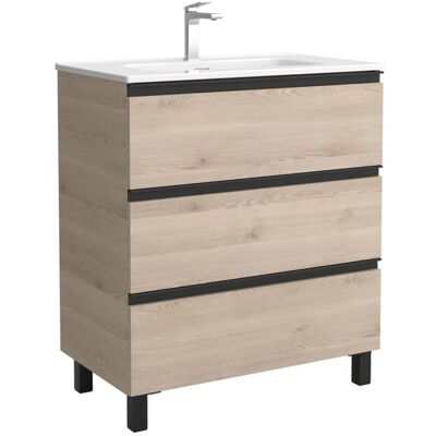 Salgar Mueble de baño metal 3C con 3 cajones y lavabo de 1 poza Bequia . (80 cm) Natural Salgar Mueble de baño metal 3C con 3 cajones y lavabo de 1 poza Bequia . (80 cm) Natural