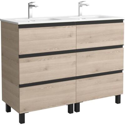 Salgar Mueble de baño metal 3C con 6 cajones y lavabo de 2 pozas Bequia . (120 cm) Natural Salgar Mueble de baño metal 3C con 6 cajones y lavabo de 2 pozas Bequia . (120 cm) Natural