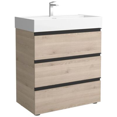 Salgar Mueble de baño metal 3C con 3 cajones y lavabo Veneto de 1 poza Bequia . (80 cm) Natural Salgar Mueble de baño metal 3C con 3 cajones y lavabo Veneto de 1 poza Bequia . (80 cm) Natural