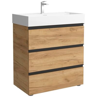 Salgar Mueble de baño metal 3C con 3 cajones y lavabo Veneto de 1 poza Bequia . (100 cm) Roble Salgar Mueble de baño metal 3C con 3 cajones y lavabo Veneto de 1 poza Bequia . (100 cm) Roble