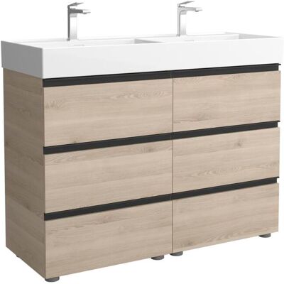 Salgar Mueble de baño metal 3C con 6 cajones y lavabo Veneto de 2 pozas Bequia . (120 cm) Natural Salgar Mueble de baño metal 3C con 6 cajones y lavabo Veneto de 2 pozas Bequia . (120 cm) Natural