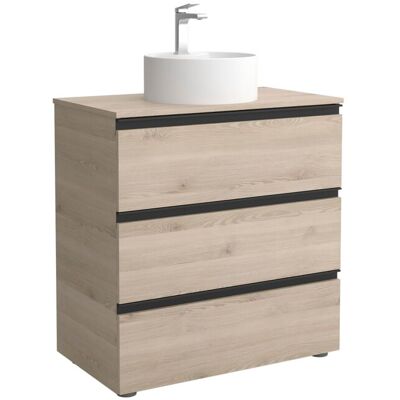 Salgar Mueble de baño metal 3C con 3 cajones y lavabo sobre encimera de 1 poza Bequia . (80 cm) Natural Salgar Mueble de baño metal 3C con 3 cajones y lavabo sobre encimera de 1 poza Bequia . (80 cm) Natural