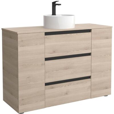 Salgar Mueble de baño 3C con 3 cajones con 1 puerta y lavabo sobre encimera de 1 poza lado reversible Bequia Plus Metal . (120 cm) Natural Salgar Mueble de baño 3C con 3 cajones con 1 puerta y lavabo sobre encimera de 1 poza lado reversible Bequia Plus Metal . (120 cm) Natural