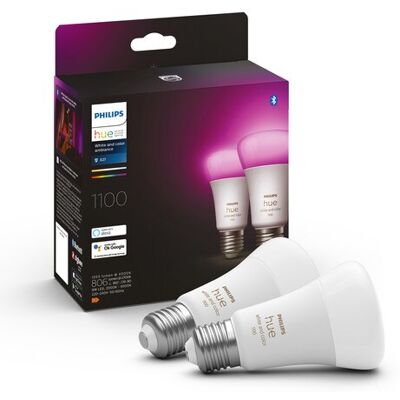 Philips Pack 2 bombillas Hue White&Color 10,5W E27. Blanco Philips Pack 2 bombillas Hue White&Color 10,5W E27. Blanco