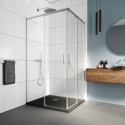 Profiltek Mampara Ducha angular Salma SA-320 . (De 87,5 a 89 x 67,5 a 69 cm) Plata brillo Profiltek Mampara Ducha angular Salma SA-320 . (De 87,5 a 89 x 67,5 a 69 cm) Plata brillo