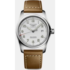 Longines Reloj de hombre Spirit L38104732 automático de piel marrón. Plateado Longines Reloj de hombre Spirit L38104732 automático de piel marrón. Plateado