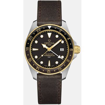 Certina Reloj de hombre DS Action GMT C0329292605100 de piel marrón. Negro Certina Reloj de hombre DS Action GMT C0329292605100 de piel marrón. Negro