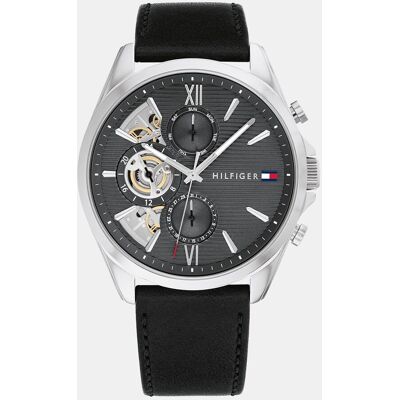 Tommy Hilfiger Reloj de hombre Baker 1710644 multifunción de piel negro. Negro Tommy Hilfiger Reloj de hombre Baker 1710644 multifunción de piel negro. Negro